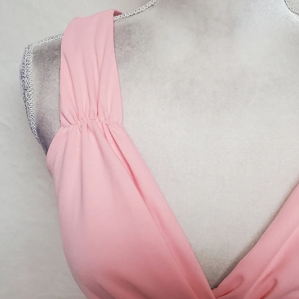 GRACE KARIN Women's Cocktail Bubblegum Pink Sleeveless Wrap V-Neck A-line Dress